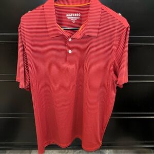 Maelreg Men’s‎ Performance Polo Large Red Black Striped Golf Sports